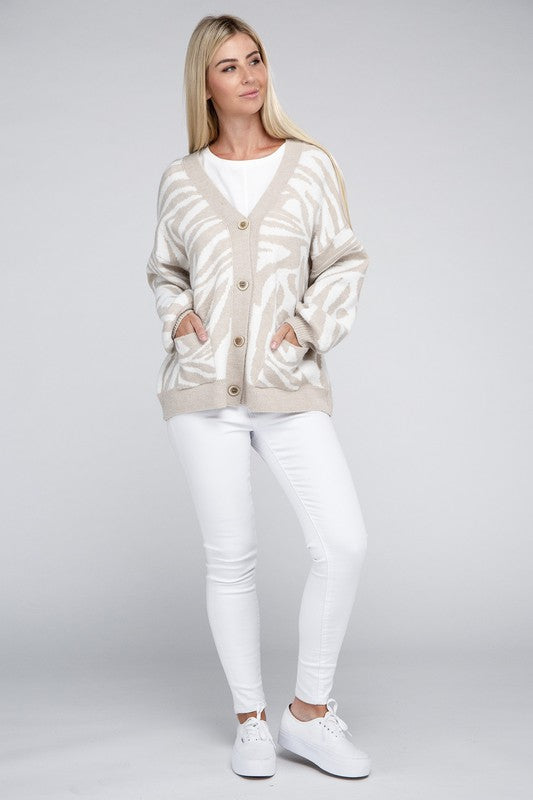 Cardigan Zebra Print Pockets