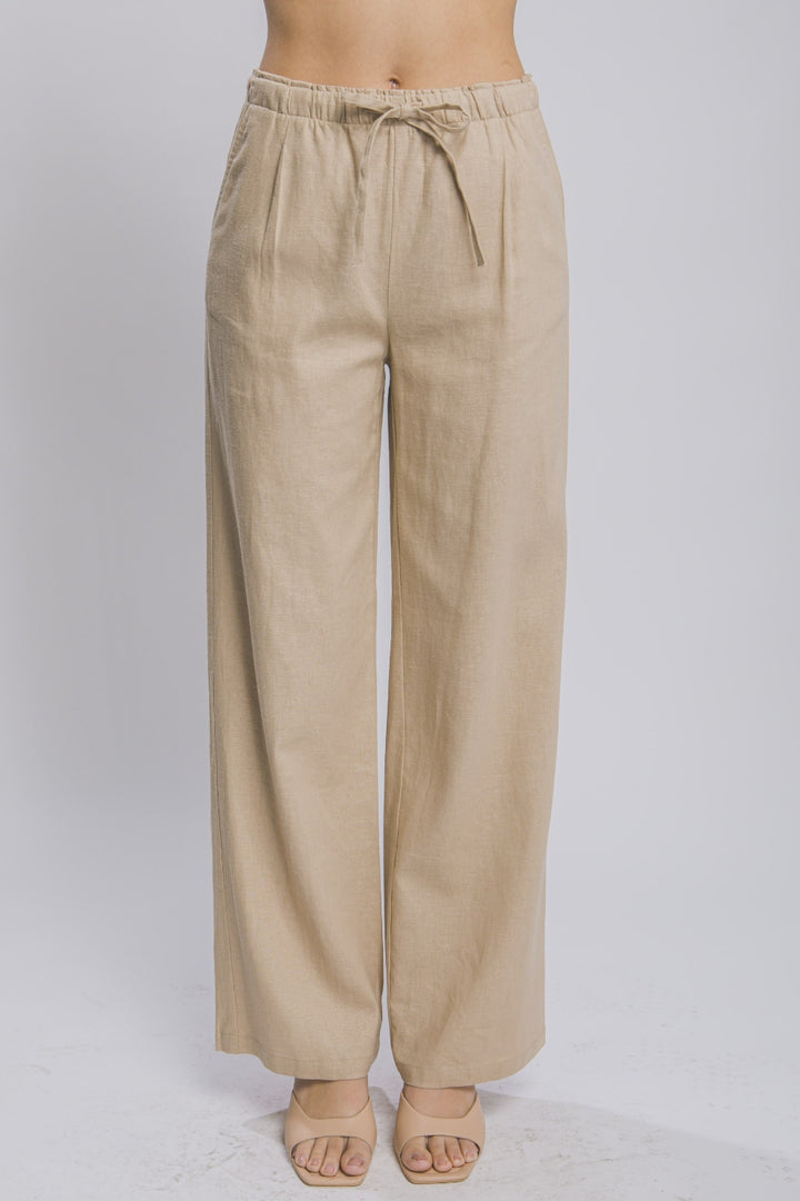 Pants Drawstring Pockets Wide Leg