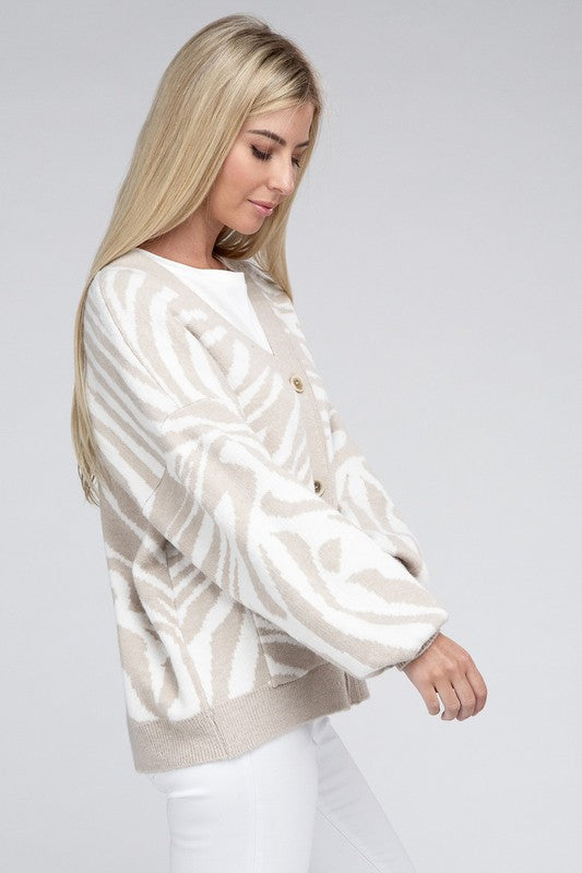 Cardigan Zebra Print Pockets