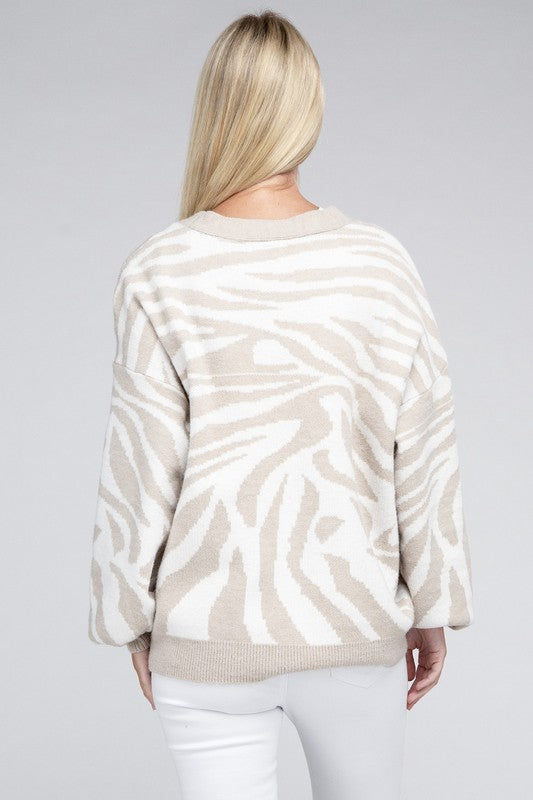 Cardigan Zebra Print Pockets