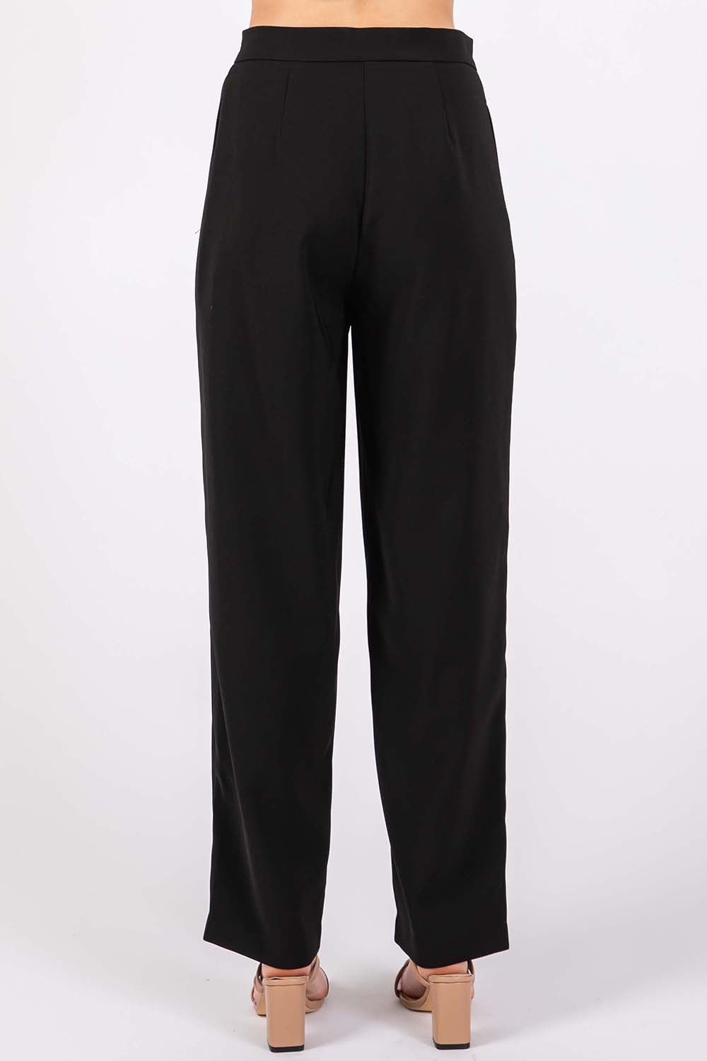 Pants High Waist Pleated Pockets