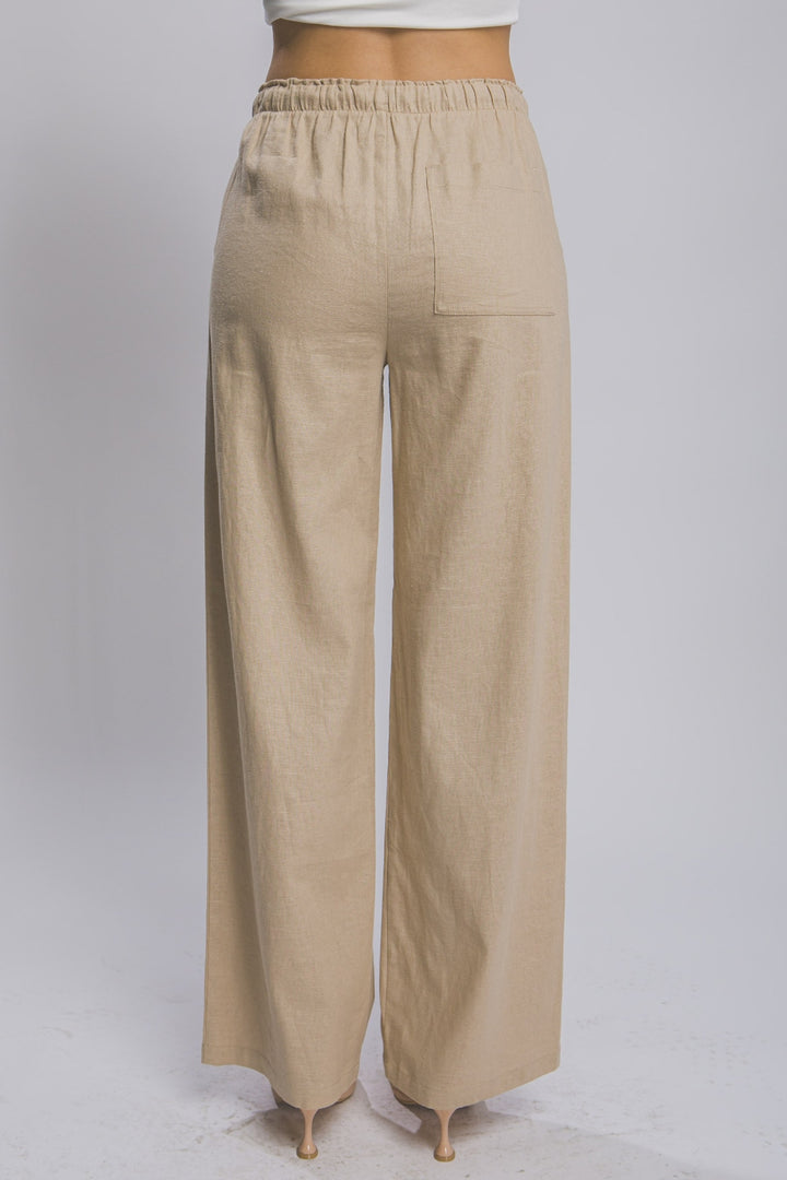 Pants Drawstring Pockets Wide Leg