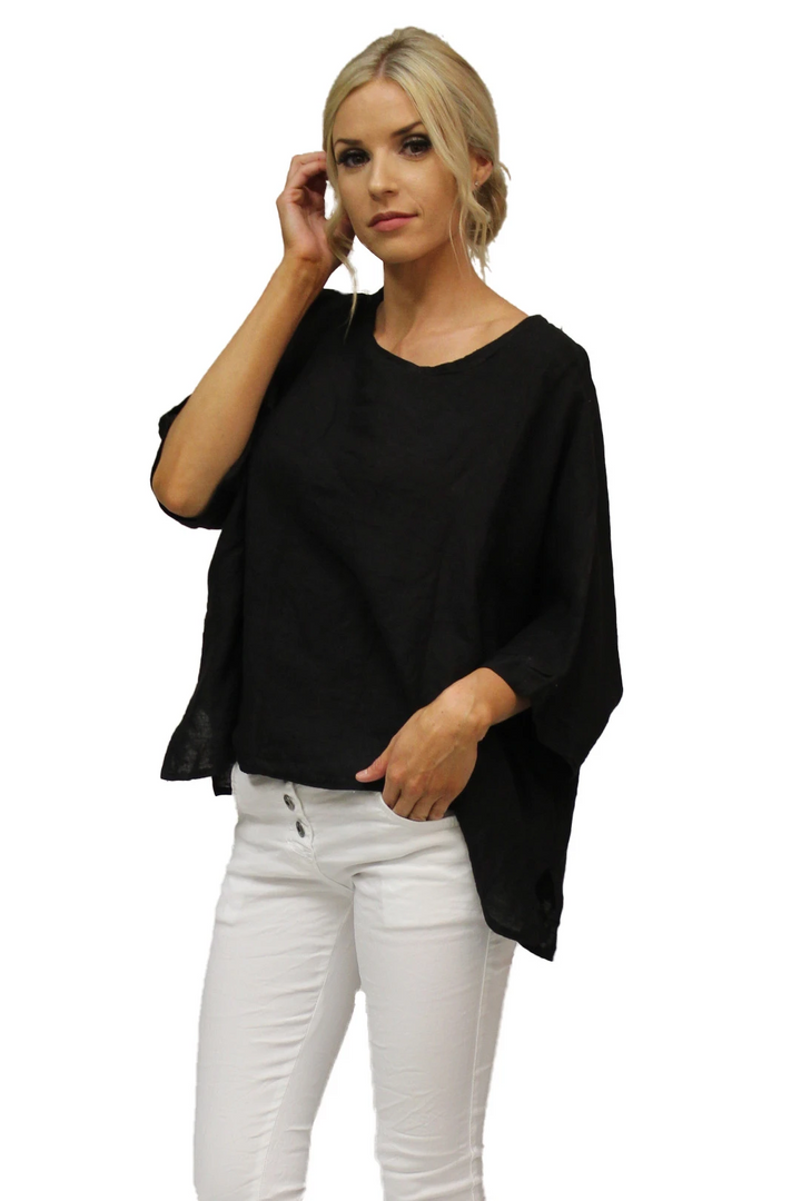 Love is like a Dress_-_Blouse Linen Italian_-_Black